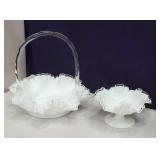 2 pieces of white Fenton Glass