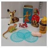 Group of retro plastic items including planter