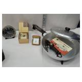 3 alarm clocks & retro GE electric skillet