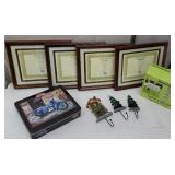 Box lot - tin Harley Davidson puzzle, document