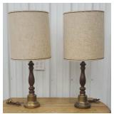 Pair of wooden table lamps