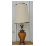 Amber glass table lamp