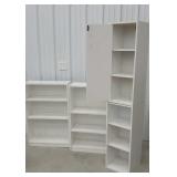Group of 3 white bookcases
