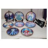 Barbie collector plates with nice wooden easels
