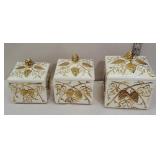 Gold and white retro canister set