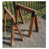 Pair of wood saw horses