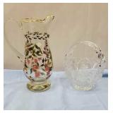 Beautiful Romanian Crystal pitcher and glass