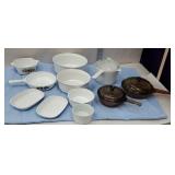 Box of Pyrex and other casseroles