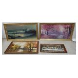 3 large Robert Wood sofa prints and last supper