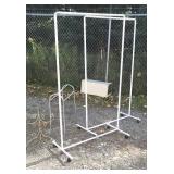 2 clothes racks, brass stand base