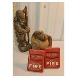 Plaster statue in coconut monkey :) & to fire