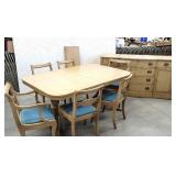 8pc dining room set, table w/2 leaves, 6 chairs,