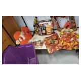 Purple tub full of fall decorations