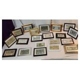 Box of framed foreign paper money