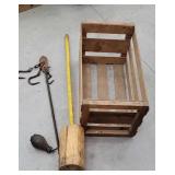 Advertising crate, wood masher, skilards