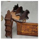 Folding table, 2 shelves, carving