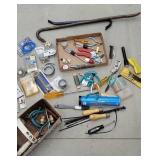 Box of tools, screw drivers, cutters, allen