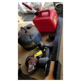 2 gas cans, post,Cordless drill (no charger) and