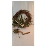 Beautiful natural twig wreath and hummingbird
