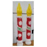 2 red/white Noel candle blow molds