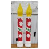 2 red/white Noel candle blow molds