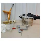 Stainless pressure cooker, electric knife, Apple