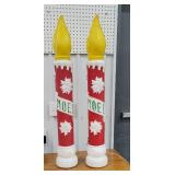 2 red/white Noel candle blow molds