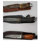3 knives with sheaths kinfolks, Western