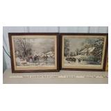 2 courier and Ives winter prints
