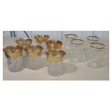 Box of gold trimmed glasses - one chipped