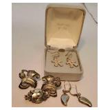 Group of sterling silver jewelry including pair