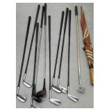 Group of golf clubs including Sam Snead