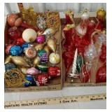 2 boxes of mostly glass Christmas ornaments