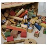 Market basket full of kids wooden blocks
