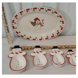 Snowman platter and set of measuring cups - The 1