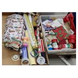 2 boxes miscellaneous gift wrap, bags, and ribbon