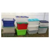 12 clean plastic tubs with lids