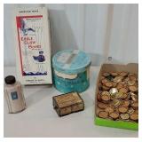 Box of miscellaneous advertising items including