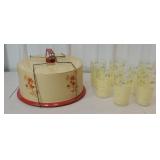 Beautiful retro cake carrier & set of retro water
