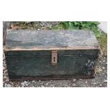 Green tool box with tools