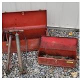 2 tool boxes with pumps and wrenches