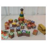 Box of early kids alphabet building blocks