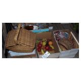 Sewing basket & notions, fake fruit & more