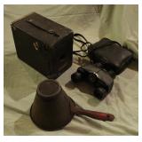 box camera ANSCO, Bushnell binoculars,  & Funnel