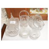 Clear glass -swans, Basket, Covered dishes & more