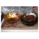 Glass - Carnival glass & artglass bowls