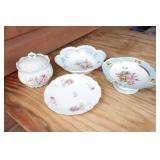 Decorative blue china plates & servers