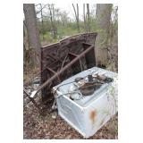 Scrap metal lot - car hood, Dryer, and more