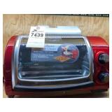Easy reach toaster oven with rolltop door (red)