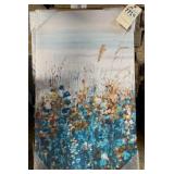 Abstract blue floral wall canvas-16"X26"X3pcs